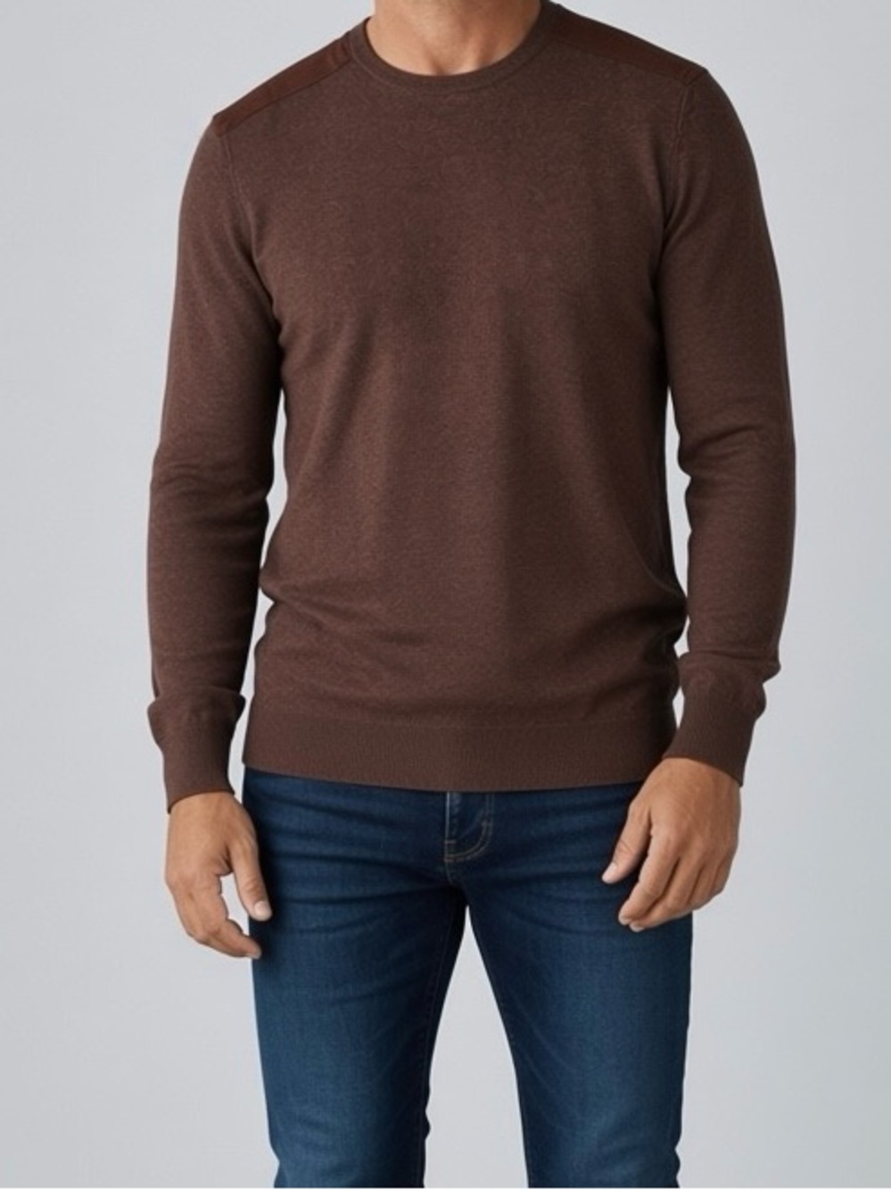 Topman Men's Brown Crewneck Sweater